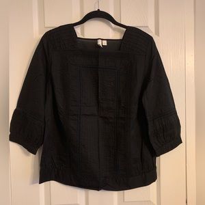 GO International women’s black embroidered blouse, sz L